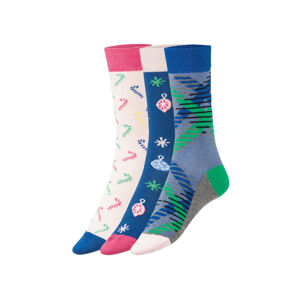 Fun Socks Unisex ponožky, 3 páry (41/46, ružová/modrá/vzor)