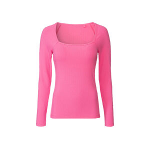 esmara® Dámske rebrované tričko s dlhým rukávom (M (40/42), ružová)