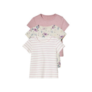 lupilu® Dievčenské tričko, 3 kusy (98/104, biela/pruhy/ružová)