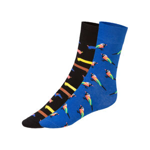 Dámske/pánske ponožky, 2 páry (35/38, čierna/modrá/vzor)